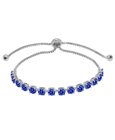 Macy's Lab Grown White Sapphire (2.38 Ct. T.w.) & Lab Grown Ruby (2.38 Ct. T.w.) Bracelet In Sterling Silve In Blue