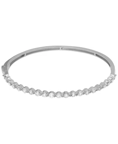 Macy's Lab Grown White Sapphire (3.15 Ct. T.w.) Bangle Bracelet In Sterling Silver In Metallic