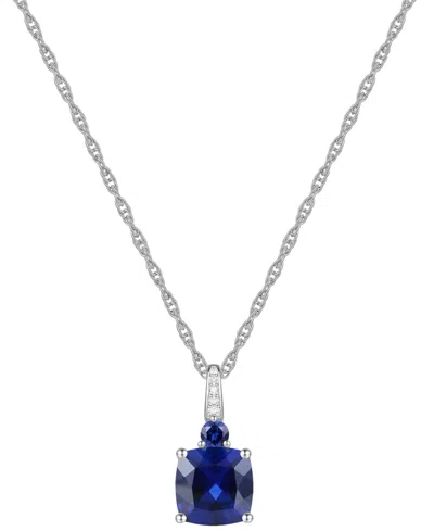 Macy's Lab-grown White Sapphire Accent Gemstone 18" Pendant Necklace In Sterling Silver