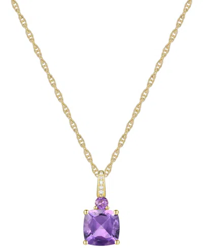 Macy's Lab-grown White Sapphire Accent Gemstone 18" Pendant Necklace In Sterling Silver In Amethyst