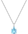 MACY'S LAB-GROWN WHITE SAPPHIRE ACCENT GEMSTONE 18" PENDANT NECKLACE IN STERLING SILVER