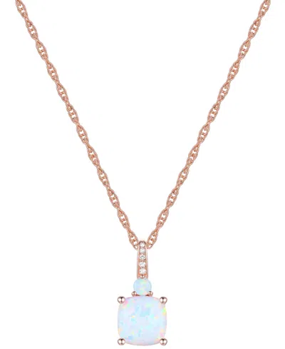 Macy's Lab-grown White Sapphire Accent Gemstone 18" Pendant Necklace In Sterling Silver In Opal