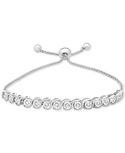 Macy's Lab-grown White Sapphire Bolo Bracelet (3-7/8 Ct. T.w.) In Sterling Silver In Metallic