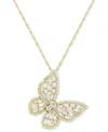 MACY'S LAB-GROWN WHITE SAPPHIRE BUTTERFLY 18" PENDANT NECKLACE (2-1/4 CT. T.W.)