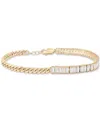 Macy's Lab Grown White Sapphire Curb Link Bracelet (4-1/10 Ct. T.w.) In 14k Gold-plated Sterling Silver