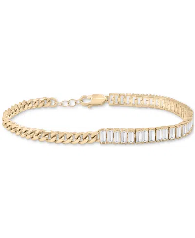 Macy's Lab Grown White Sapphire Curb Link Bracelet (4-1/10 Ct. T.w.) In 14k Gold-plated Sterling Silver