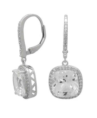 Macy's Lab-grown White Sapphire Cushion Drop Earrings (8-7/8 Ct. T.w.) In Sterling Silver