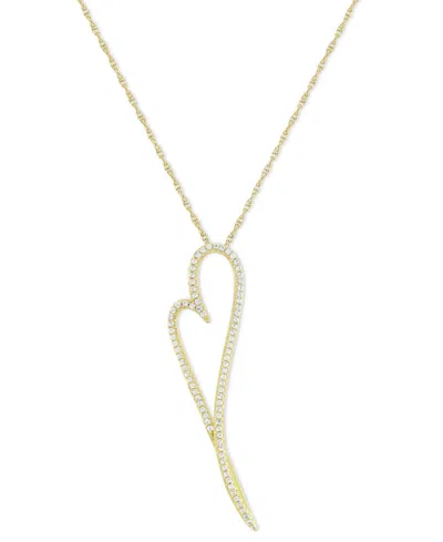 Macy's Lab-grown White Sapphire Elongated Heart 18" Pendant Necklace (5/8 Ct. T.w.) In Gold