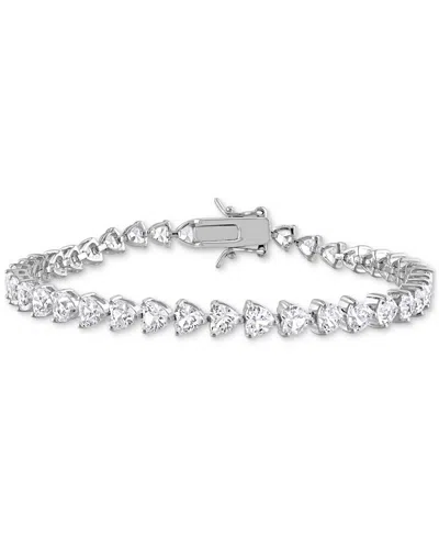 Macy's Lab Grown White Sapphire Flex Bracelet (10 Ct. T.w.) In Sterling Silver
