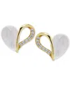 Macy's Lab Grown White Sapphire Heart Stud Earrings (3-7/8 Ct. T.w.) In 14k Gold-plated Sterling Silver In White Sapphire