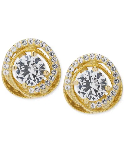 Macy's Lab Grown White Sapphire Love Knot Stud Earrings (1-1/2 Ct. T.w.) In 14k Gold-plated Sterling Silver
