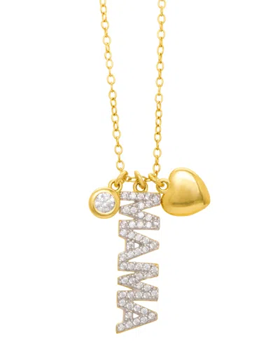 Macy's Lab Grown White Sapphire Mama Multi-charm 18" Pendant Necklace (3/8 Ct. T.w.) In 14k Gold Over Sterl