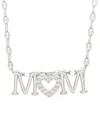 Macy's Lab-grown White Sapphire Mom Heart 18" Pendant Necklace (1/8 Ct. T.w.) In Sterling Silver In White Sapphire