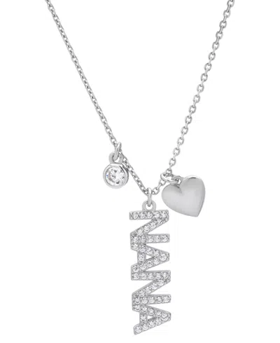 Macy's Lab Grown White Sapphire Nana Charm 18" Pendant Necklace (5/8 Ct. T.w.) In Sterling Silver