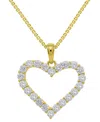 Macy's Lab Grown White Sapphire Open Heart 18" Pendant Necklace (1-1/3 Ct. T.w.) In 14k Gold-plated Sterlin