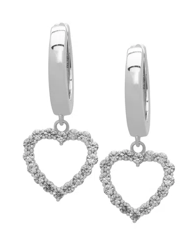 Macy's Lab-grown White Sapphire Open Heart Dangle Hoop Earrings (1-5/8 Ct. T.w.) In Sterling Silver (also I In Metallic