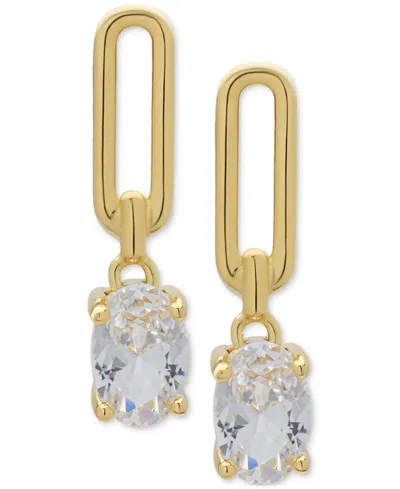 Macy's Lab Grown White Sapphire Oval Link Drop Earrings (1-1/5 Ct. T.w.) In 14k Gold-plated Sterling Silver