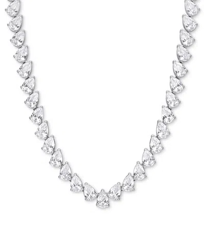 Macy's Lab-grown White Sapphire Pear 18" Tennis Necklace (39-1/2 Ct. T.w.) In Sterling Silver
