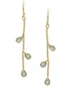 Macy's Lab Grown White Sapphire Pear Bezel Linear Drop Earrings (1-3/4 Ct. T.w.) In 14k Gold-plated Sterlin