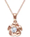 Macy's Lab-grown White Sapphire Rose 18" Pendant Necklace (1/3 Ct. T.w.) In Rose-plated Sterling Silver In White Sapphire