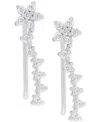 Macy's Lab-grown White Sapphire Star Drop Earrings (3/8 Ct. T.w.) In Sterling Silver In Silver