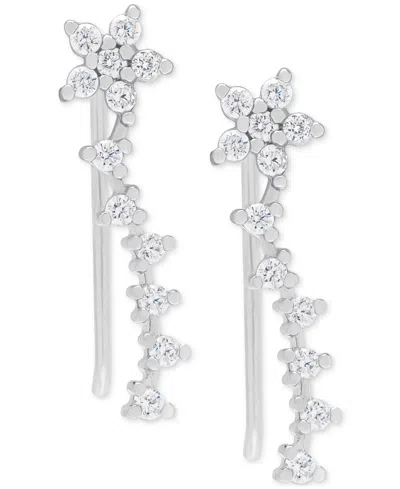 Macy's Lab-grown White Sapphire Star Drop Earrings (3/8 Ct. T.w.) In Sterling Silver