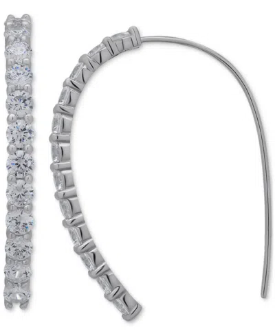 Macy's Lab-grown White Sapphire Threader Earrings In Sterling Silver