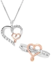 Macy's Lab Created White Sapphire Twisted Heart Jewelry Collection In Sterling Silver Rose Gold Plate In Light Pink