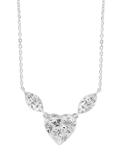 Macy's Lab-grown 3-stone Diamond Necklace (2 Ct. T.w.) In 14k White Gold