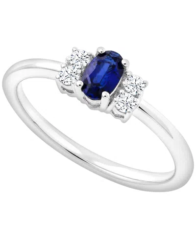Macy's Lab-grown Blue Sapphire (1/3 Ct. T.w.) & White Sapphire (2-3/4 Ct. T.w.) Ring In Sterling Silver