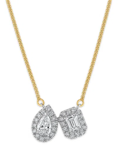 Macy's Lab-grown Diamond 2-stone Pendant Necklace (1-1/5 Ct. T.w.) In 14k Two-tone Gold