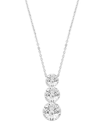 Macy's Lab-grown Diamond 3-stone Pendant Necklace (2 Ct. T.w.) In 14k White Gold