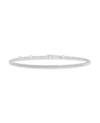 Macy's Lab-grown Diamond Adjustable Tennis Bracelet (3/4 Ct. T.w.) In 14k White Gold In Metallic