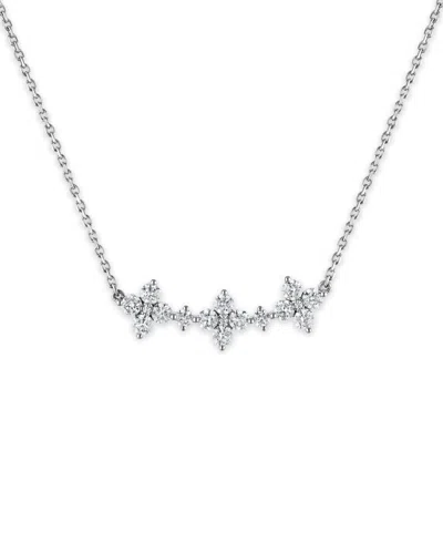 Macy's Lab-grown Diamond Flower Necklace (1-1/2 Ct. T.w.) In 14k White Gold