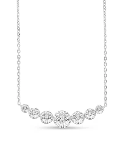 Macy's Lab-grown Diamond Invisible-set Adjustable Necklace (2 Ct. T.w.) In 14k White Gold In Metallic