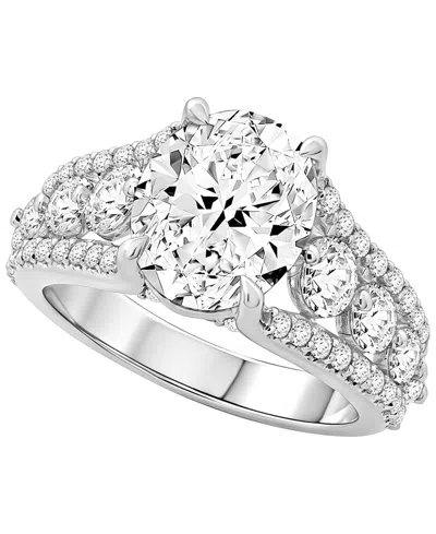 Macy's Lab-grown Diamond Oval Ring (4 Ct. T.w.) In 14k White Gold In Silver