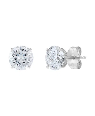 Macy's Lab-grown Diamond Round Stud Earrings (2 Ct. T.w.) In 14k Yellow Gold In Silver