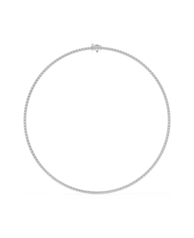 Macy's Lab-grown Diamond Tennis Necklace (10 Ct. T.w.) In Sterling Silver In Red