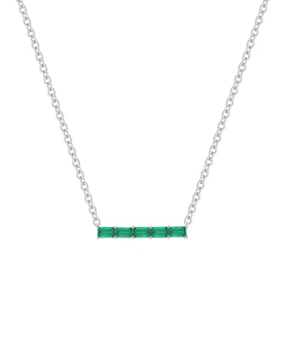 Macy's Lab-grown Emerald (1/2 Ct. T.w.) Necklace In Sterling Silver (also In Multi-stone)