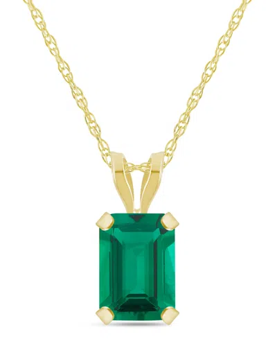 Macy's Lab-grown Emerald (7/8 Ct. T.w.) Pendant Necklace In 10k Yellow Gold