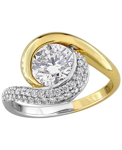 Macy's Lab-grown Moissanite (1-7/8 Ct. T.w.) Ring In Two-tone Sterling Silver In Gold