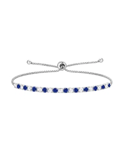 Macy's Lab-grown Opal (7/8 Ct. T.w.) & Lab-grown White Sapphire (1-1/10 Ct. T.w.) Bolo Bracelet In Sterling In Lab-grown Sapphire