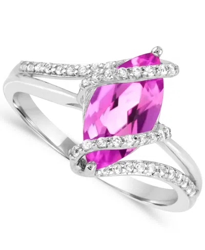 Macy's Lab-grown Pink And White Sapphire Cocktail & Statement Open Ring (1-3/4 And 1/3 Ct. T.w.) In Sterlin In Silver