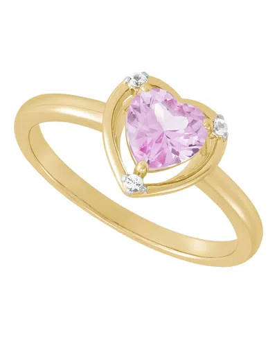Macy's Lab-grown Pink Sapphire (1 Ct. T.w.) & Lab-grown White Sapphire (1/20 Ct. T.w.) Ring In 14k Yellow G
