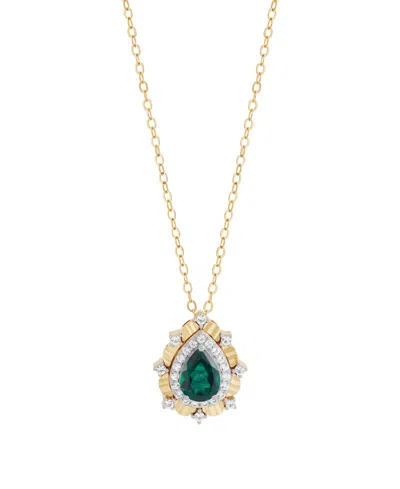 Macy's Lab-grown Ruby (3/4 Ct. T.w.) & Sapphire (1/4 Ct. T.w.) Pendant Necklace In 14k Gold-plated Sterling