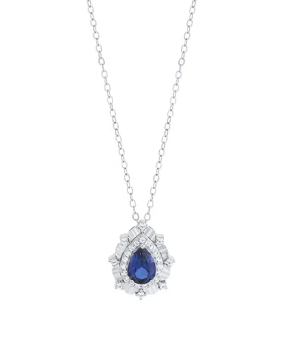 Macy's Lab-grown Ruby (3/4 Ct. T.w.) & Sapphire (1/4 Ct. T.w.) Pendant Necklace In 14k Gold-plated Sterling In Multi
