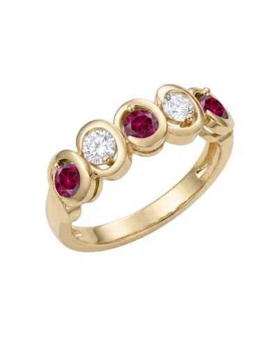 Macy's Lab-grown Ruby (5/8 Ct. T.w.) & Lab-grown Diamond (1/3 Ct. T.w.) Ring In 14k Yellow Gold