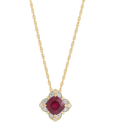 Macy's Lab-grown Sapphire (1-9/10 Ct. T.w.) & Sapphire (1/8 Ct. T.w.) Pendant Necklace In Sterling Silver ( In Multi
