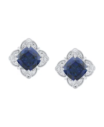 Macy's Lab-grown Sapphire (3-3/4 Ct. T.w.) & Lab-grown White Sapphire (1/4 Ct. T.w.) Stud Earrings In Sterl