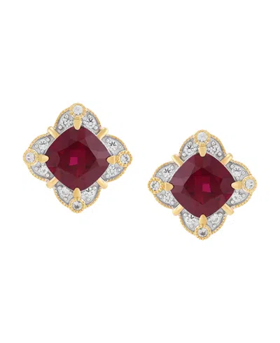 Macy's Lab-grown Sapphire (3-3/4 Ct. T.w.) & Lab-grown White Sapphire (1/4 Ct. T.w.) Stud Earrings In Sterl In Ruby